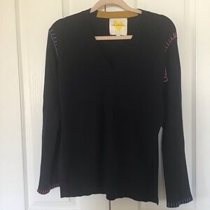 Anthropologie Kerri Rosenthal navy sweater stitched S